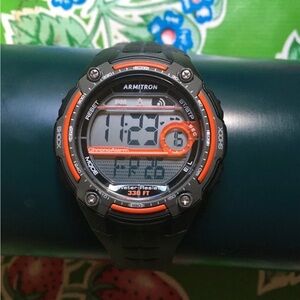Armitron All Sport Watch Mens Digital #408189 ORAN Chrono Alarm 330FT Resin Band